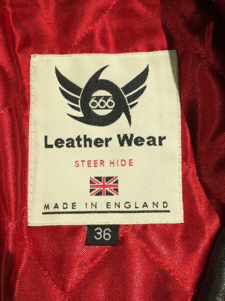 666 Leather Wear◆ダブルライダースジャケット/36/レザー/BLK/アニマル_画像3