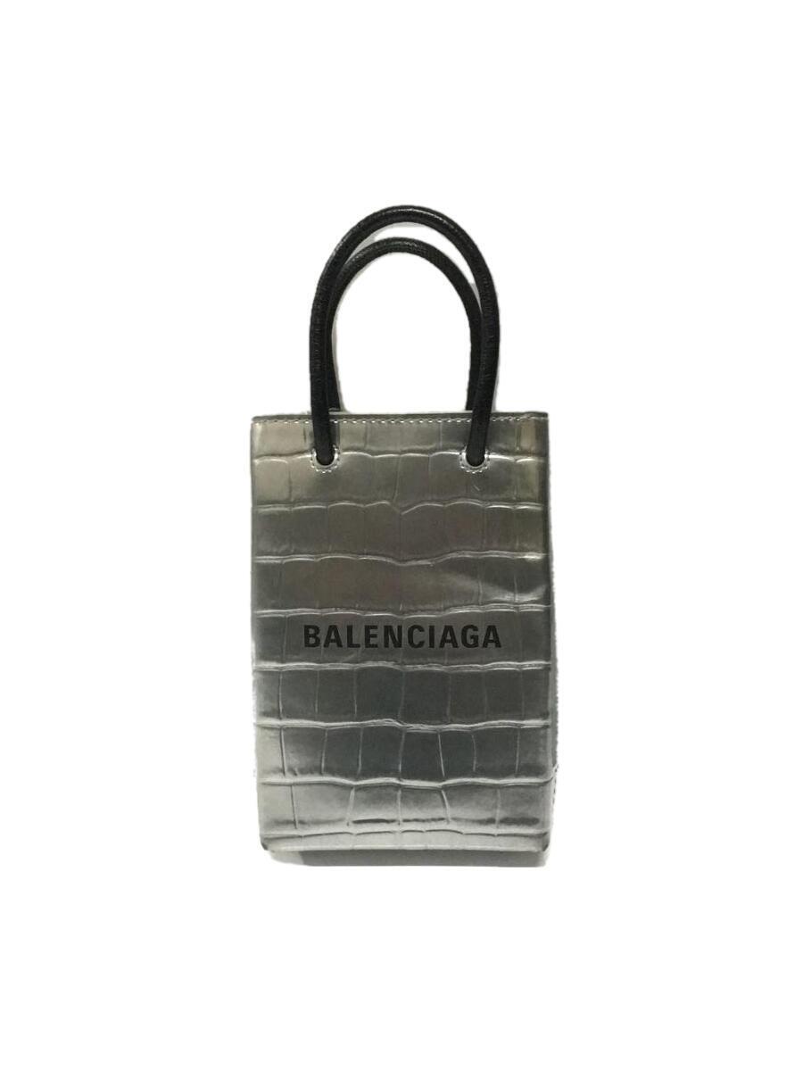 BALENCIAGA◆SHOPPING BAG Phone Holder Bag ショルダーバッグ SLV 593826