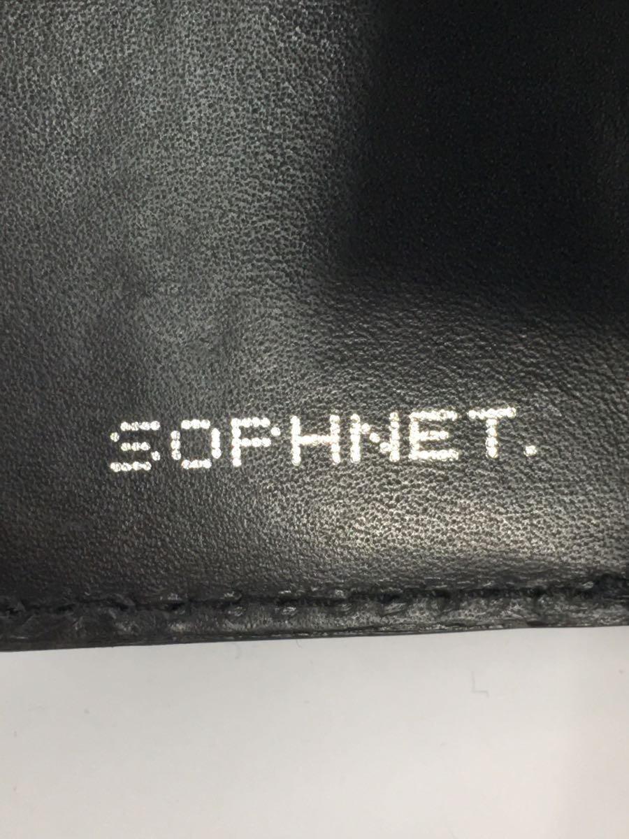 SOPHNET.◇3つ折り財布/レザー/BLK/無地/メンズ(ファッション小物