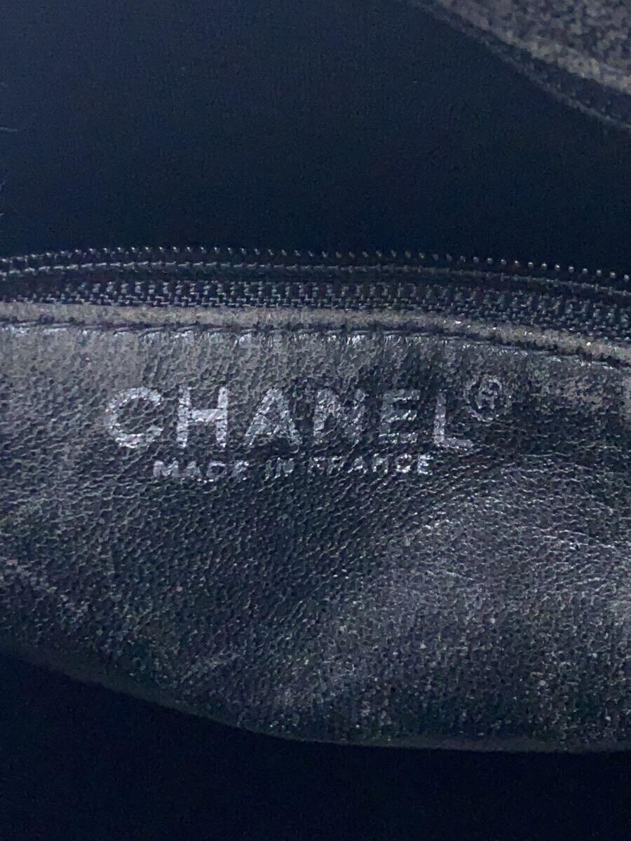 CHANEL◆トートバッグ/レザー/BLK/A01804/角擦れ有_画像5