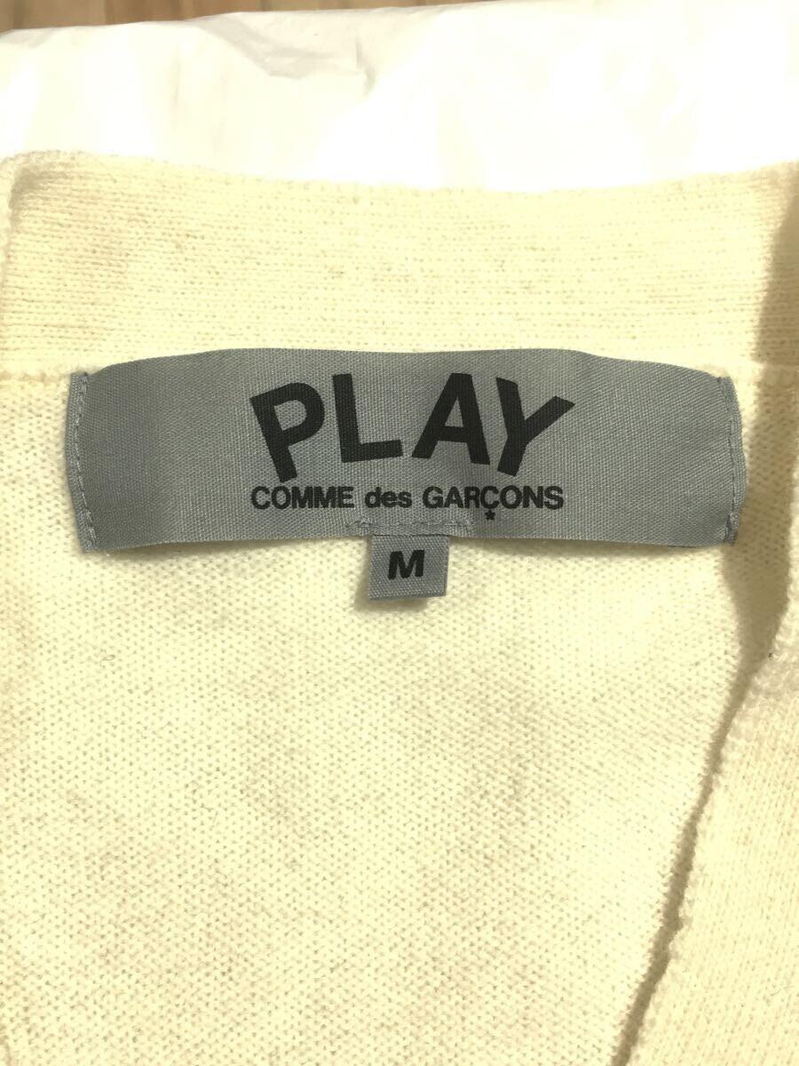 PLAY COMME des GARCONS◆カーディガン(薄手)/M/ウール/CRM/YZ-N016_画像3