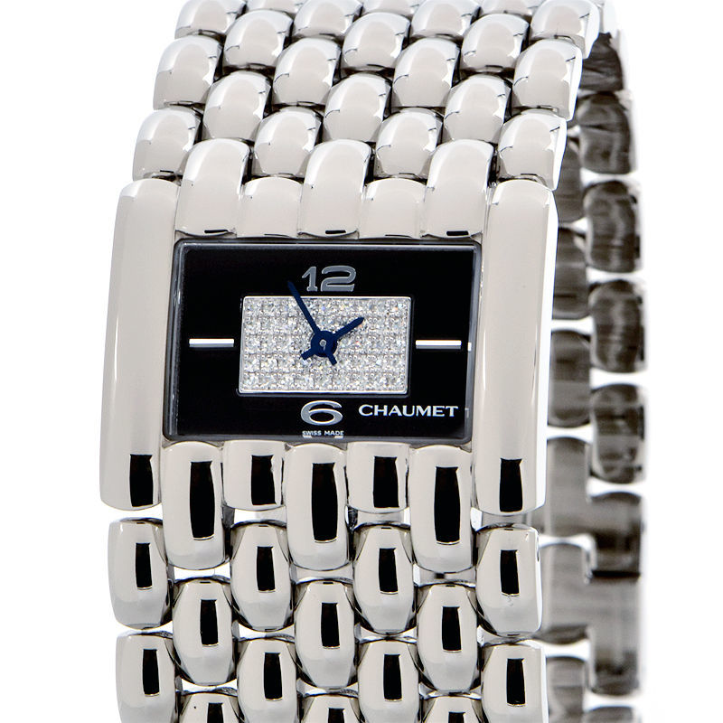 [3年保証] ショーメ レディース ケイシス XL 099400-045 ダイヤ文字盤 ブラック文字盤 エクストララージ クオーツ 腕時計 中古 送料無料