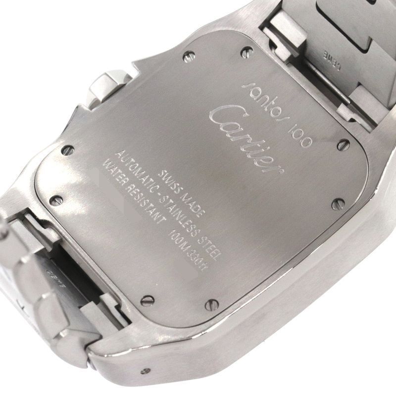 [3年保証] カルティエ メンズ サントス100LM W200737G オーバーホール/新品仕上済 シルバー文字盤 スクエア 自動巻き 腕時計 中古 送料無料_画像4