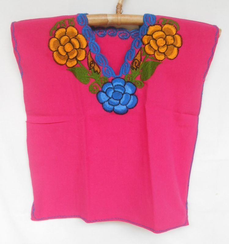 * for children Mexico sina simple . embroidery blouse pink * ethnic hipi-