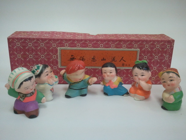 ☆r☆【アート雑貨・レトロ雑貨】中国 土人形 唐子人形 童子