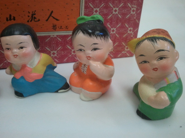 ☆r☆【アート雑貨・レトロ雑貨】中国 土人形 唐子人形 童子