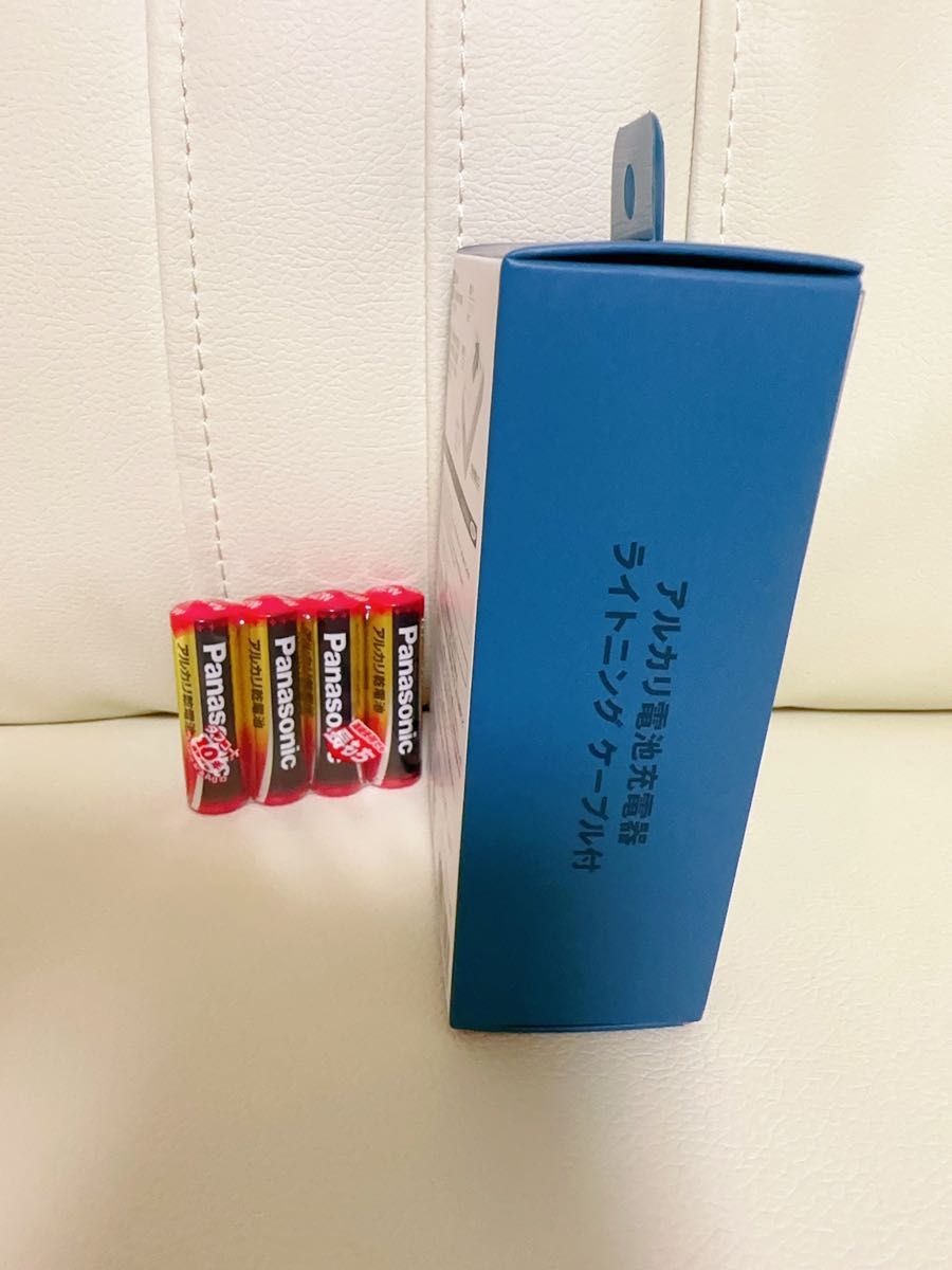 【ラスト①】iPhone14　iPad対応　アルカリ電池充電器 USBケーブル