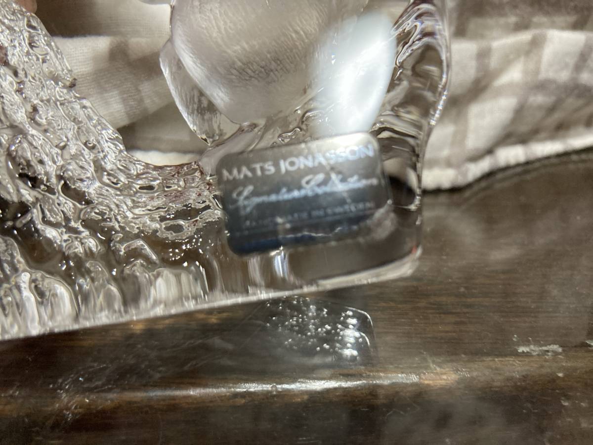 リスMats Jonasson マッツジョナサン ペーパーウェイト　クリスタルガラス ガラス オブジェ コレクション ビンテージ スウェーデン　マット_画像3