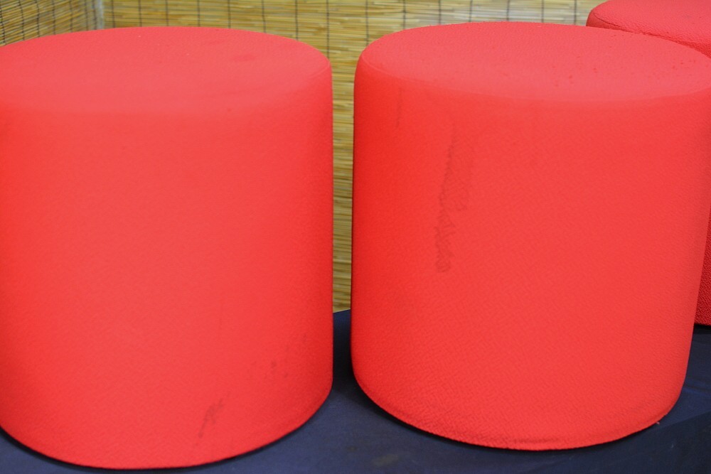 Okamura/oka blur cloth-covered stool 1 pcs 30600 jpy. . goods 3 pcs. set 