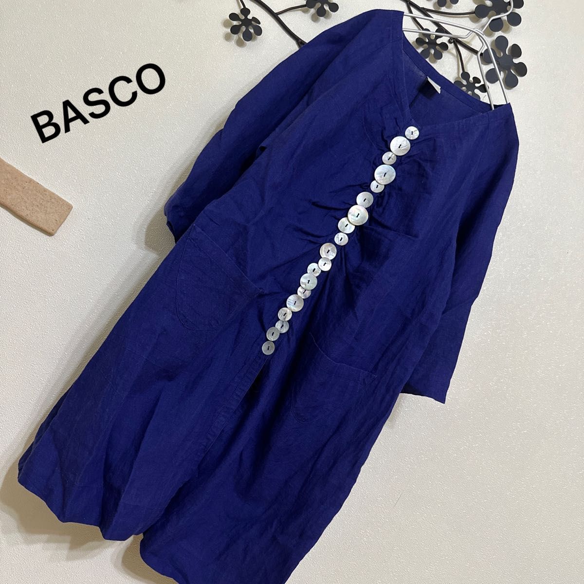 BASCO バスコ シェルボタンのリネンコート 日本製
