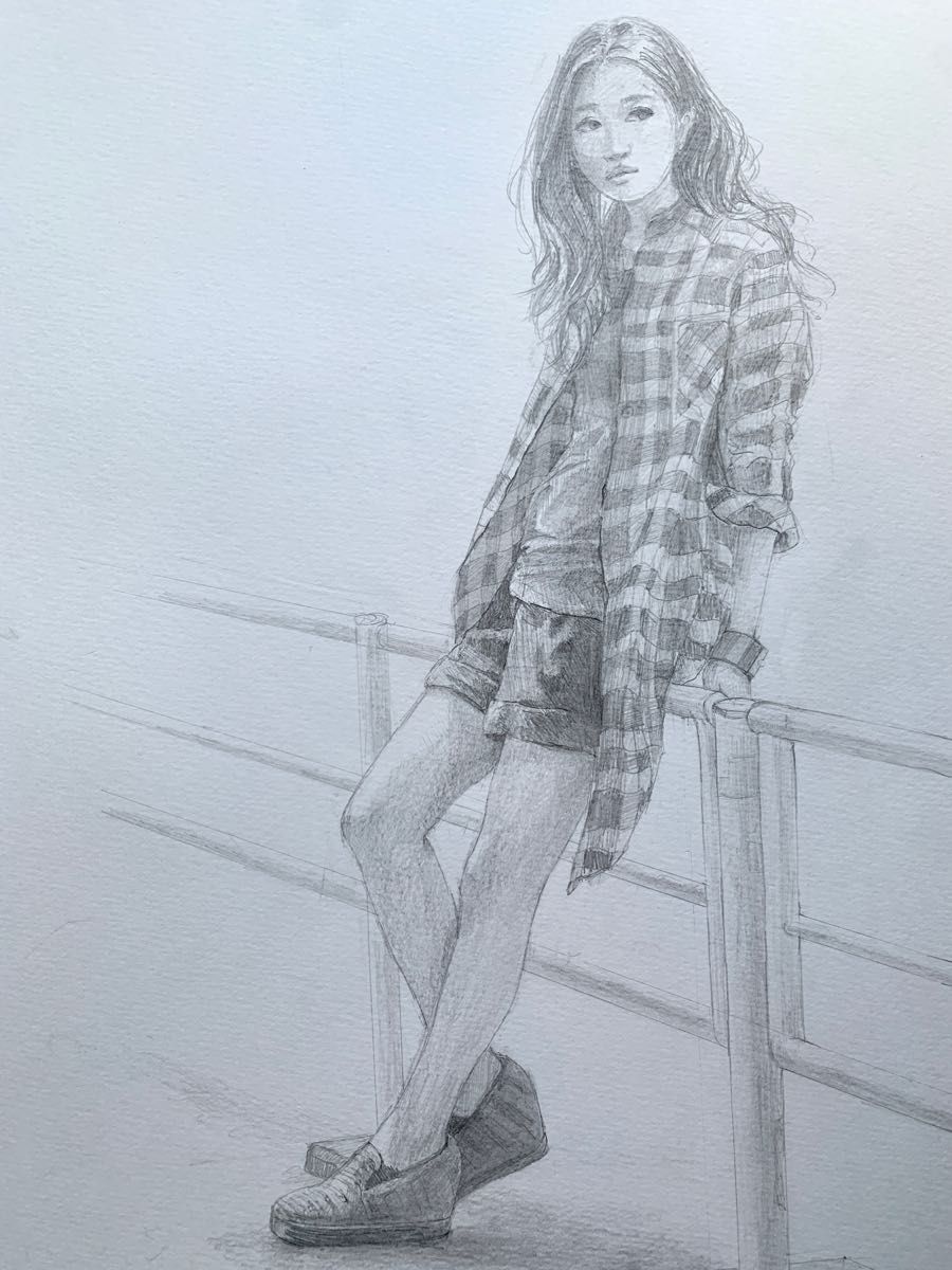 人物画 女性 原画 (鉛筆画)美人画 デッサン モノクロ 日本画家 人物画 女性 原画 (鉛筆画)美人画 デッサン モノクロ 日本画家