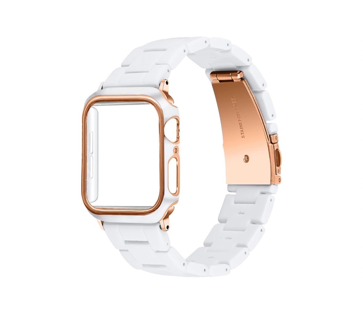 y101008m Apple Watch バンド 樹脂バンド 保護ケース付き コンパチブル 44mm 軽量 防水 一体型 アップルウォッチバンド シリーズ_画像1