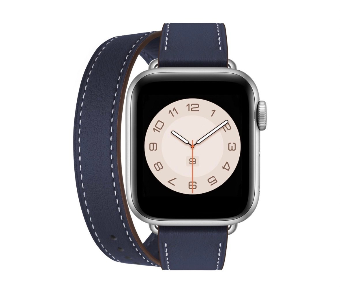 y101010m コンパチブル Apple Watch 42mm バンドアップルウォッチ バンド　二重巻き型 ダークブルー_画像1