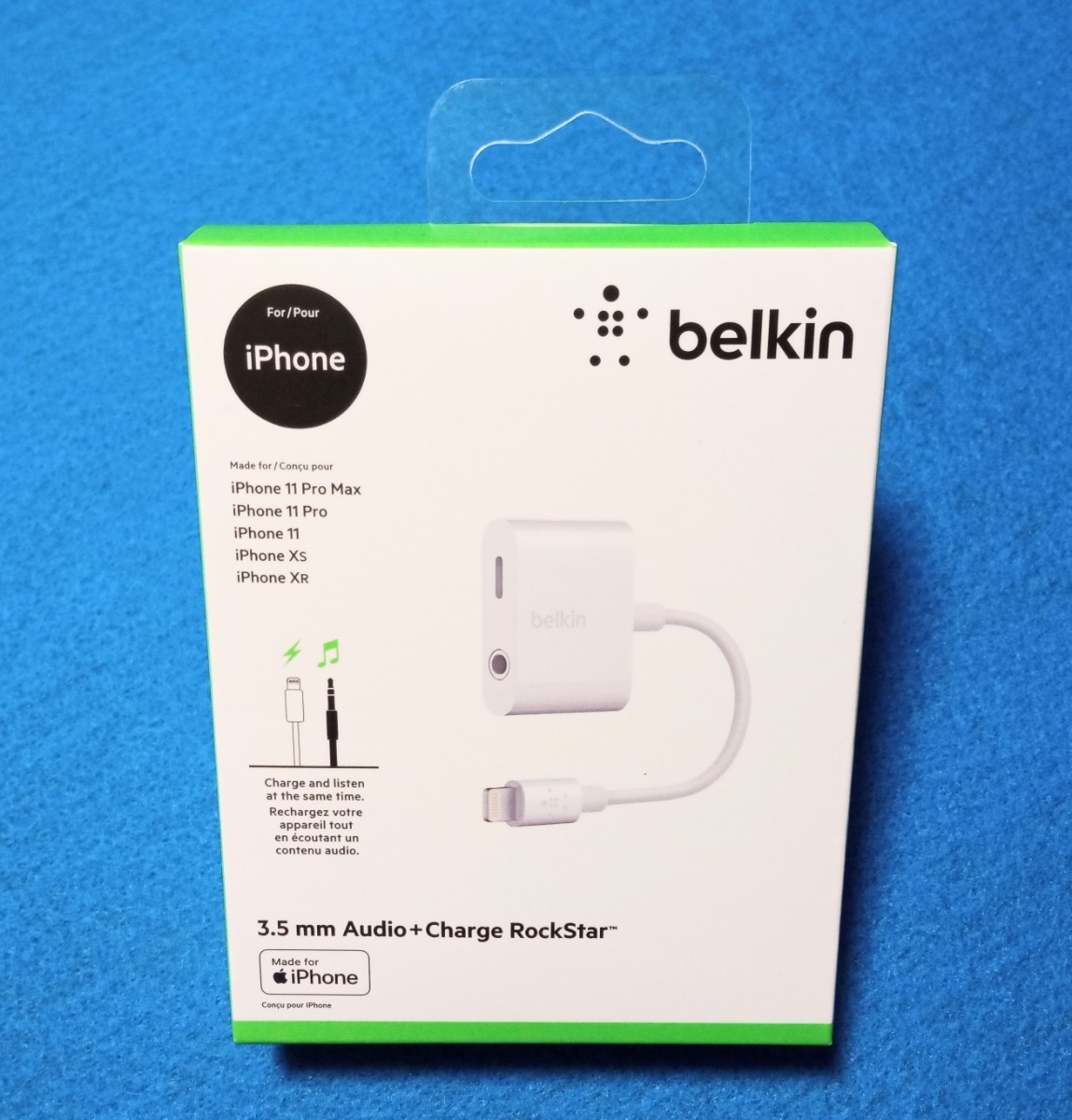 1円スタート　Belkin Lightning 3.5mmAudio＋Charge Rockstar ベルキン社 ライトニングオーディオ変換_画像1