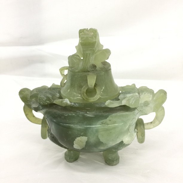 中国雑貨　天然石彫刻　龍彫　香炉【BJBB9010】_画像1