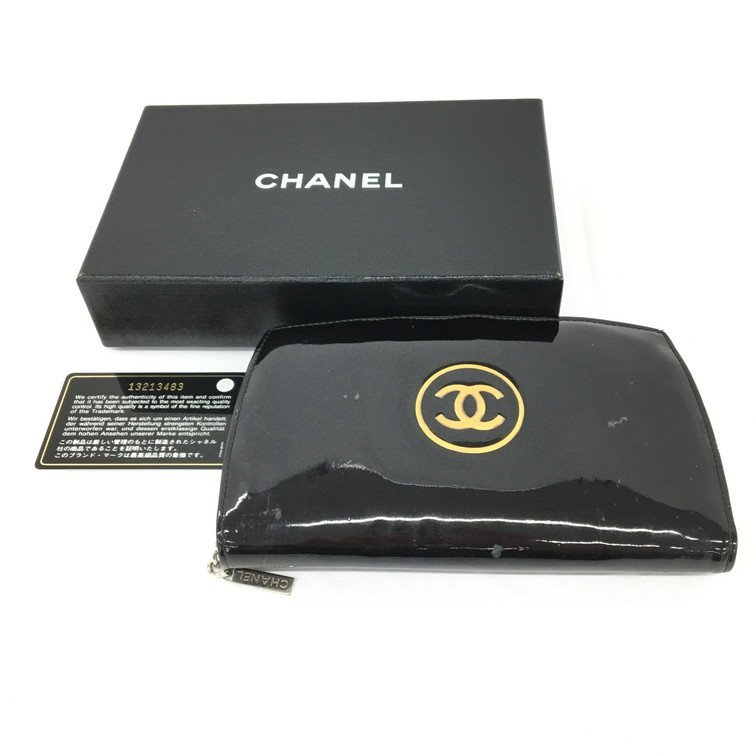 CHANEL シャネル パテント ラウンドファスナー 長財布 13213483【BJAR1030】_画像10