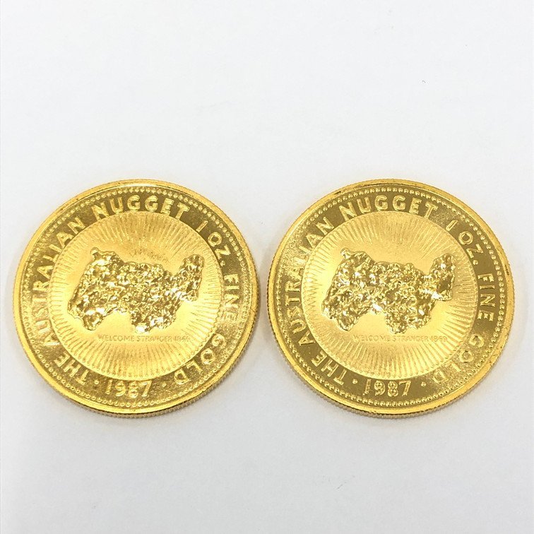 K24　オーストラリア　ナゲット金貨　1oz　2枚まとめ　総重量62.2g【BJAY6069】_画像1