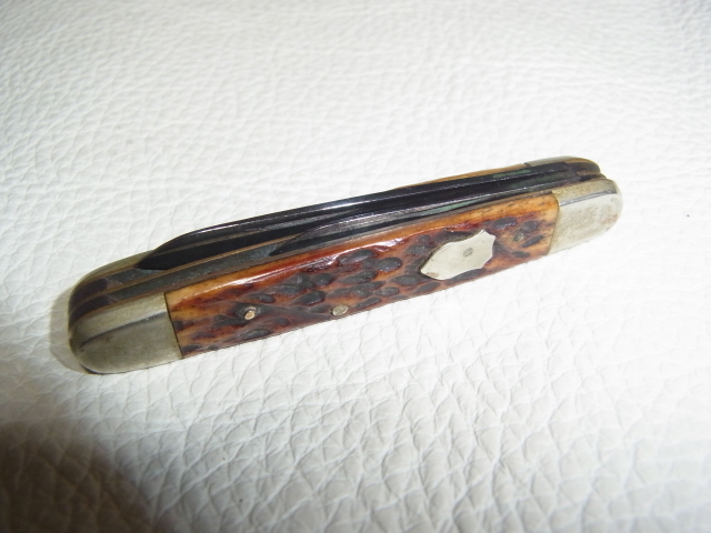 美品希少 1900年頃 米国製■Robeson Cutlery Company（ロブソン）ハンドルスタッグ ブレード 刃金（鉄刃）二丁出 フォールディングナイフ