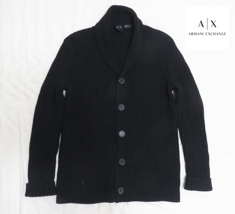 ARMANI EXCHANGE (アルマーニエクスチェンジ) メンズ 長袖ショールカラーニットカーディガンМサイズ／国内正規品_画像1