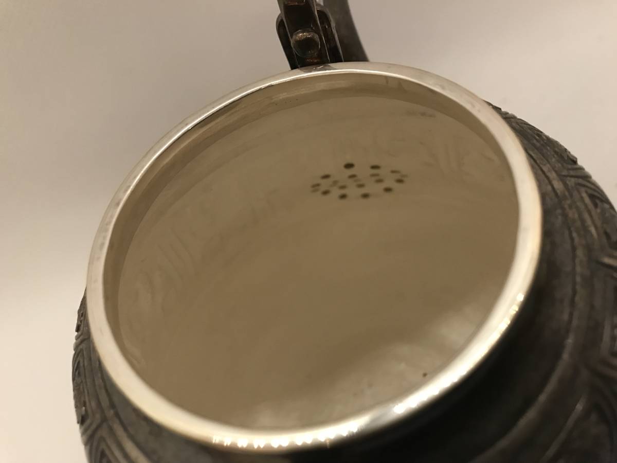 純銀製　耕閑作　鳳凰文湯沸　銀瓶　煎茶道具