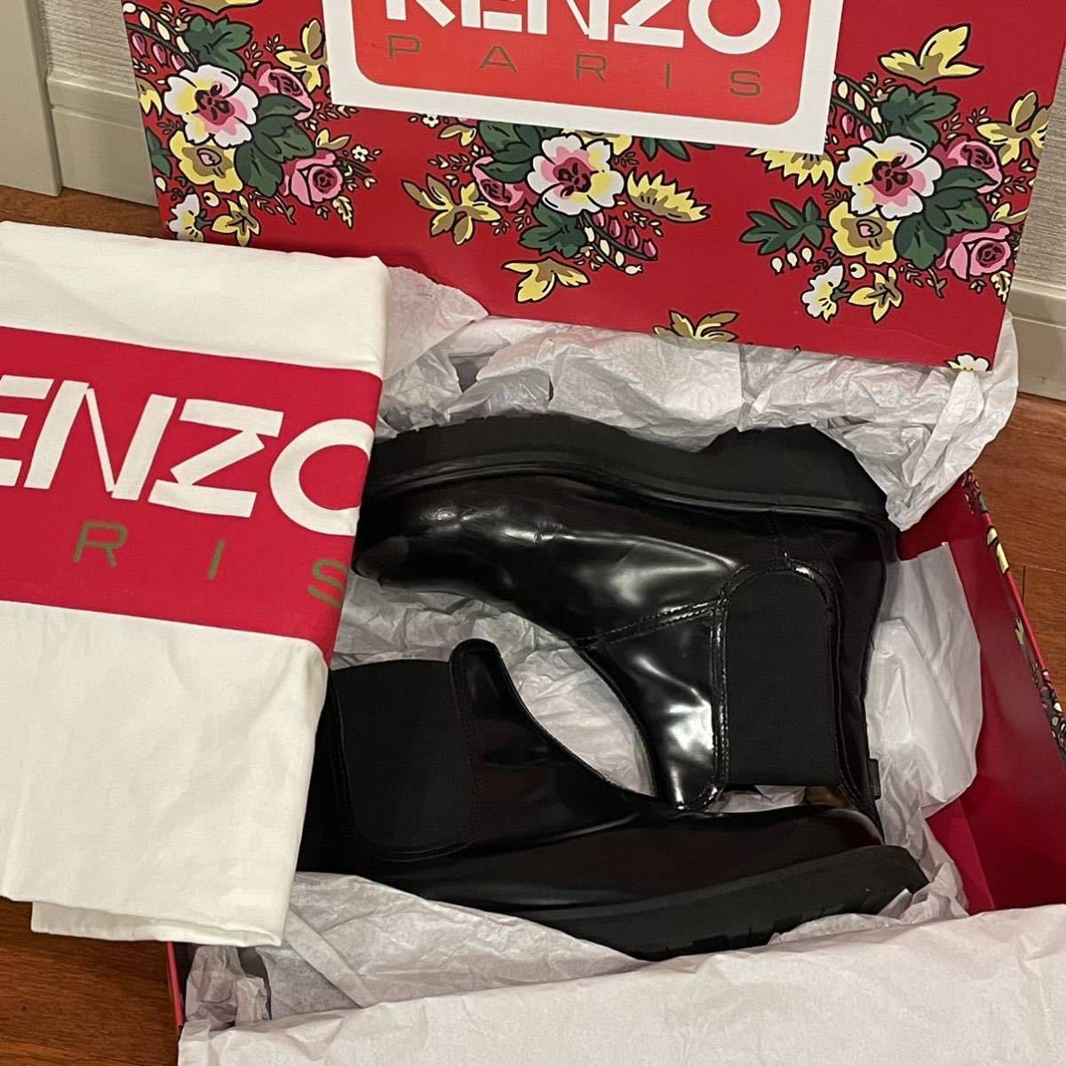 本物 美品 ケンゾー KENZO CHELSEA BOOTS ブラック 41 レインブーツ シューズ 26cm ブーツ