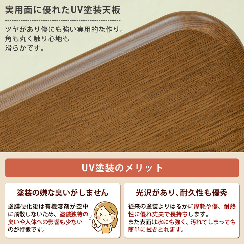 こたつテーブル 80cm×80cm 折れ脚 折りたたみ 継脚式 高さ調節 中間スイッチ 300W 石英管ヒーター MYO-80 ブラウン(BR)_画像7