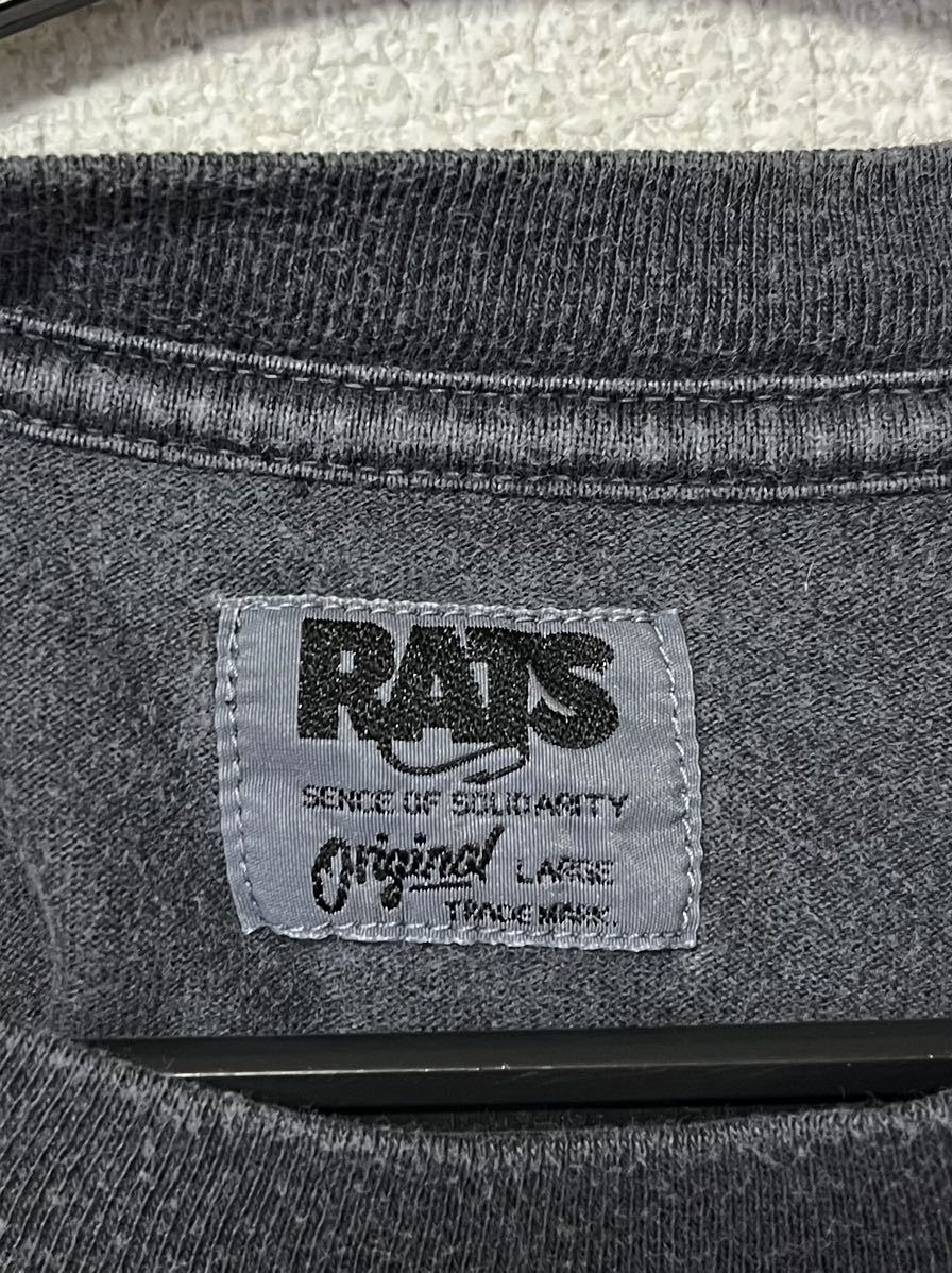 RATS ラッツ RED TAG TEE BOX LOGO Tシャツ Lサイズ ASH BLACK カットソー 半袖 TEE ロゴ キャップ ジャケット pants rats WAY OF LIFE _画像3