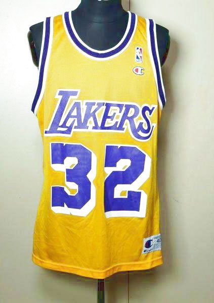 USA製 マジックジョンソン レイカーズ #32 チャンピオン 40 レプリカユニフォーム NBA Magic Johnson Los Angeles Lakers