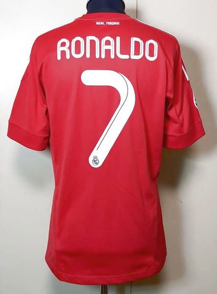 クリスティアーノ・ロナウド レアルマドリード 11-12 サード レプリカユニフォーム S 赤 Real Madrid UCL third shirt CR7