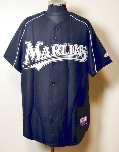 USA製 フロリダマーリンズ ベースボールシャツ L レプリカユニフォーム 背番号無し MLB Majestic FLORIDA MARLINS