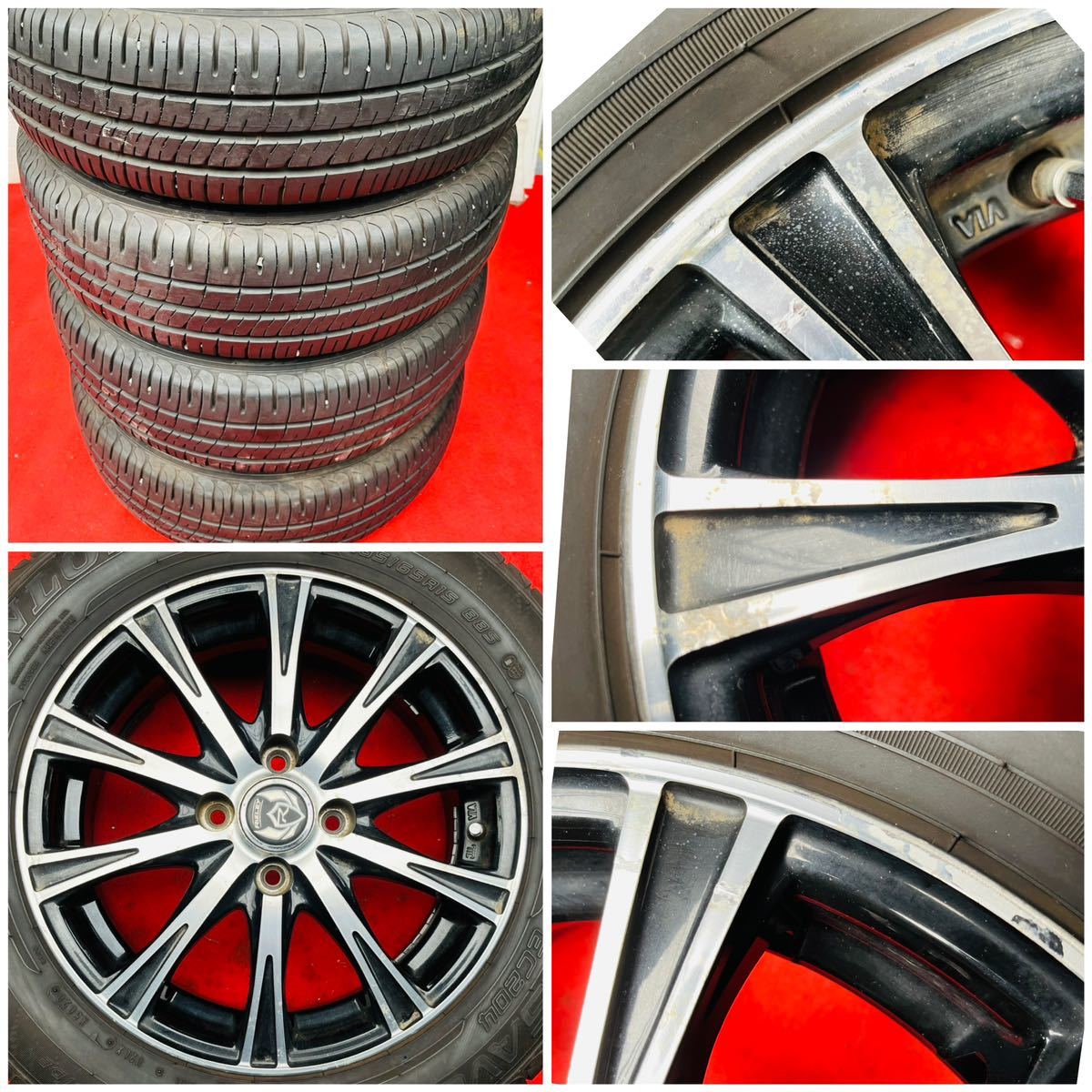 20年式バリ溝。WEDS RIZLEY 15インチ× 5.5J +42 PCD100/4穴社外DUNLOP 185/65R15ラジアル4本。 アクア ヤリス ヴィッツ フィット他等。_画像10