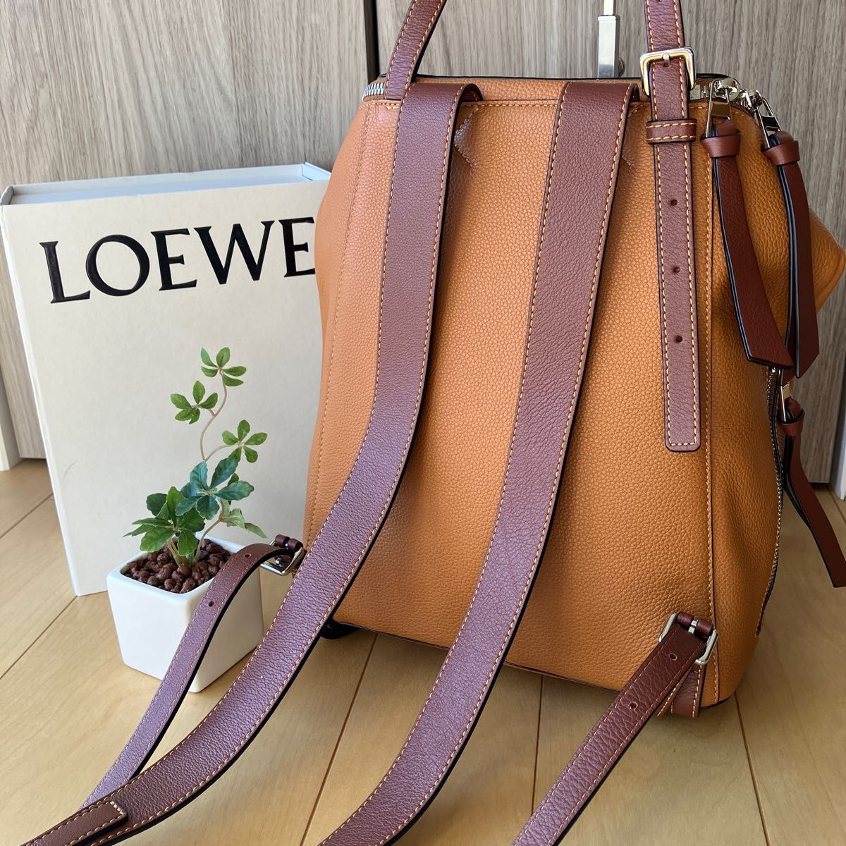 ロエベ LOEWE ゴヤ スモールバッグパック リュック ブラウン キャメル