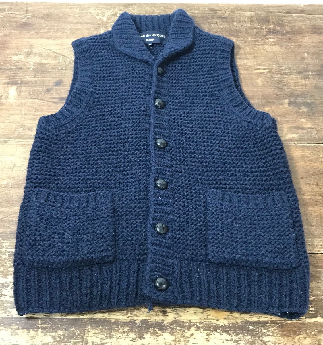 ファッションなデザイン ウール100% ニットベスト HOMME