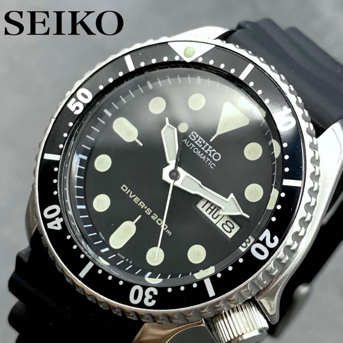 美品 セイコー/SEIKO SKX007 7S26-0020 ダイバー 自動巻 メンズ腕時計