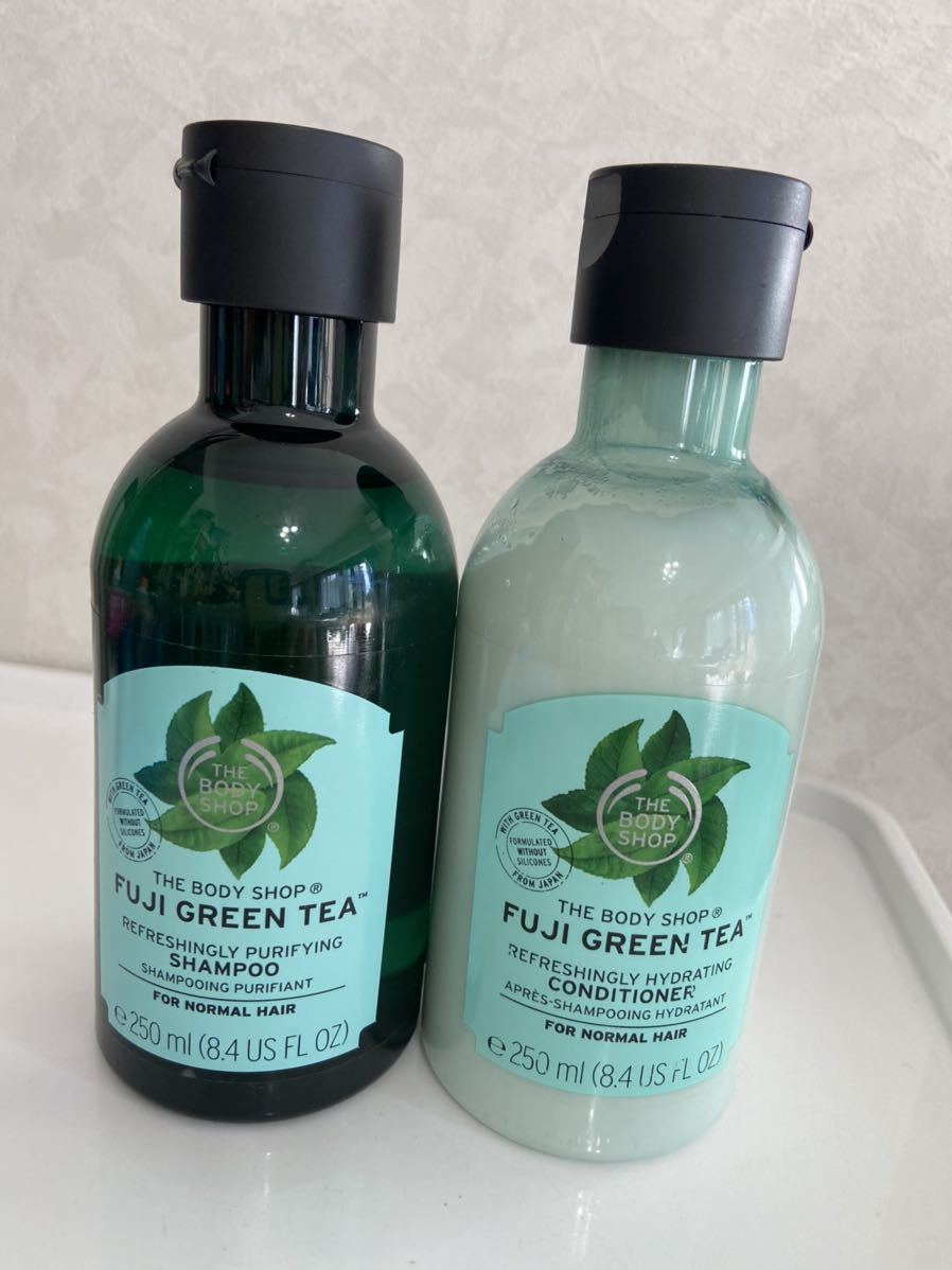 ボディショップ FUJI GREEN TEA フジグリーンティー　リフレッシュピュアシャンプー　ハイドレートコンディショナー　250ml セット　残量多_画像1