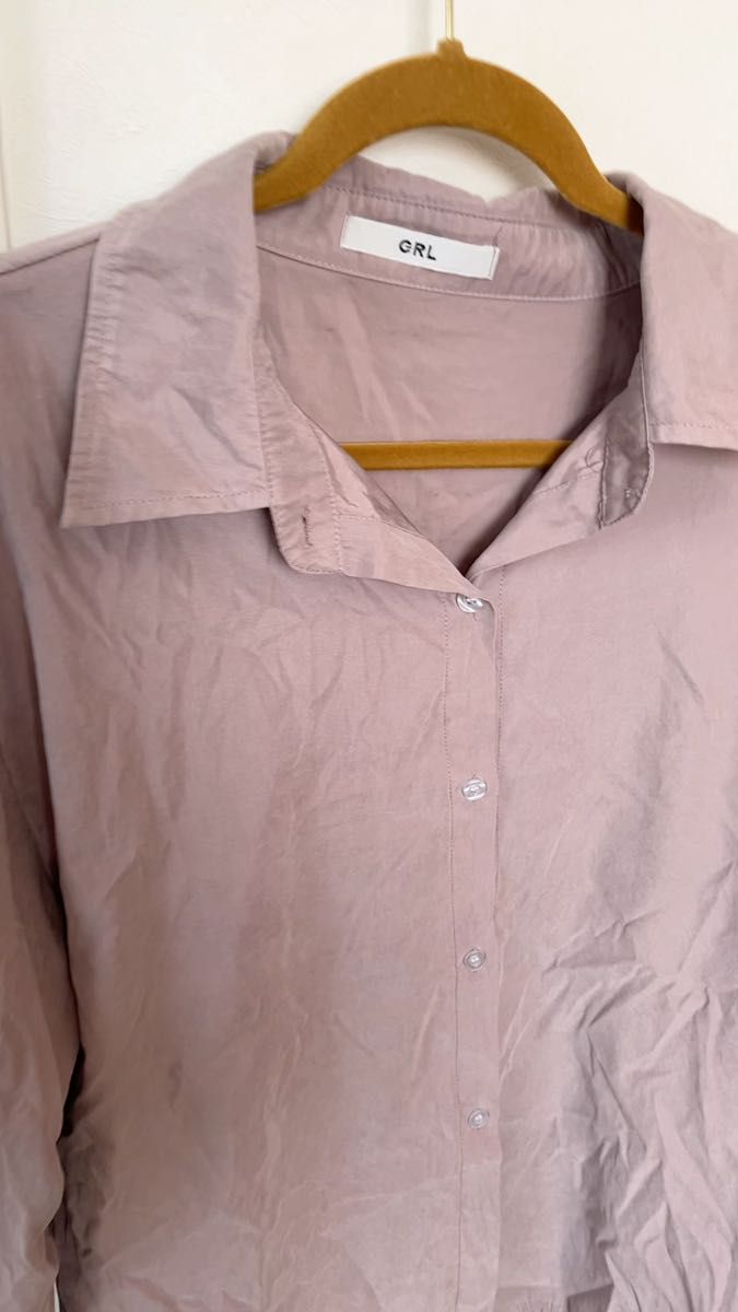 グレイル GRL ボリュームスリーブ オーバーサイズシャツ ピンクベージュ フリーサイズ