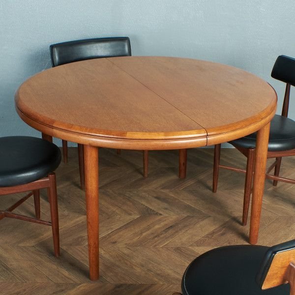 [67383]デンマーク 拡張式 ラウンド ダイニングテーブル チーク 北欧 ヴィンテージ W122-168cm エクステンション モダン 伸長 木製 食卓