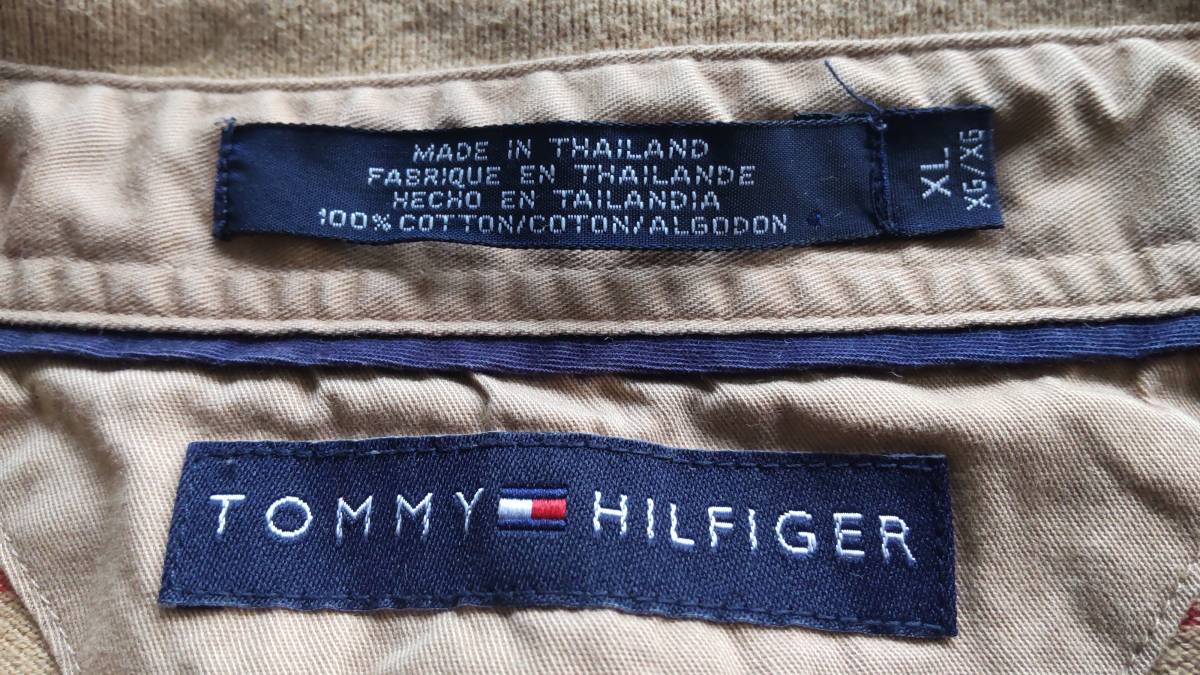  TOMMY HILFIGER トミーヒルフィガー 長袖ポロシャツ　サイズXL　ベージュ基調チェック 　メンズ_画像6