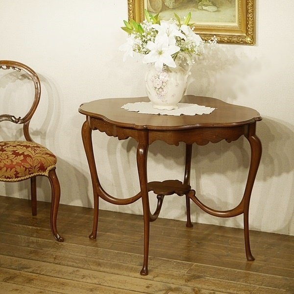英国イギリスアンティーク家具 1900年代 ヴィクトリアンオケージョナルテーブル 花台 マホガニー材総無垢 A776