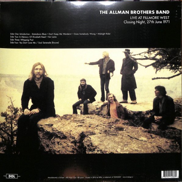 [B9]The Allman Brothers Band - Live At Fillmore West Closing Night 27th June 1971 二枚組限定アナログ・レコード_画像2