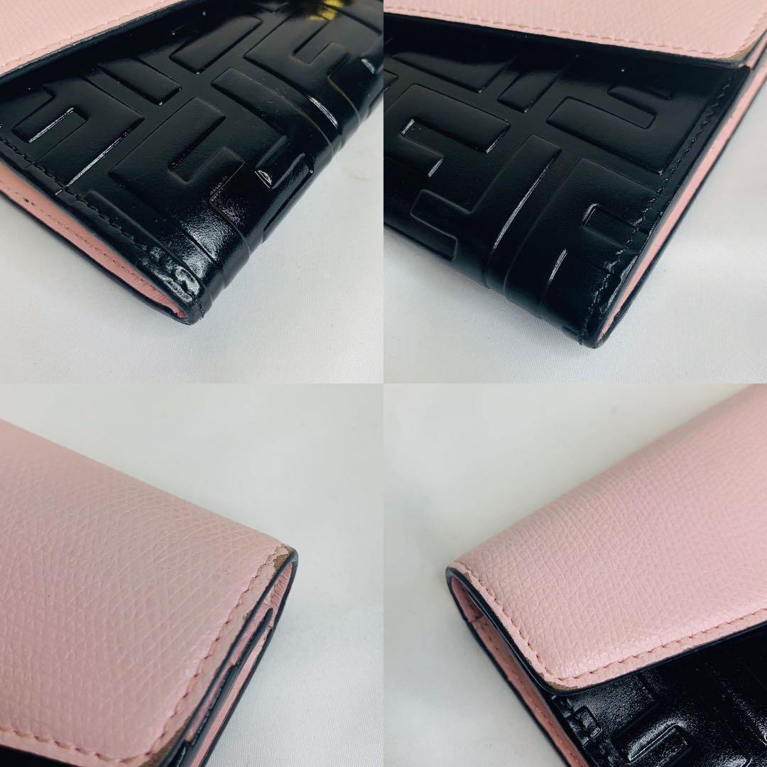 美品 FENDI フェンディ F is エフイズ 折り財布 ブラック ピンク
