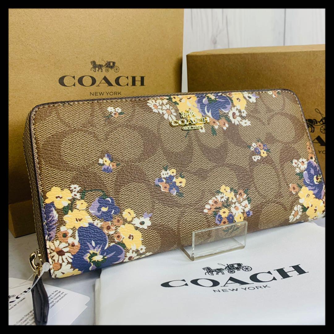 ❣️新品/未使用 COACH コーチ ✴️長財布 シグネチャー パープル花柄✨-