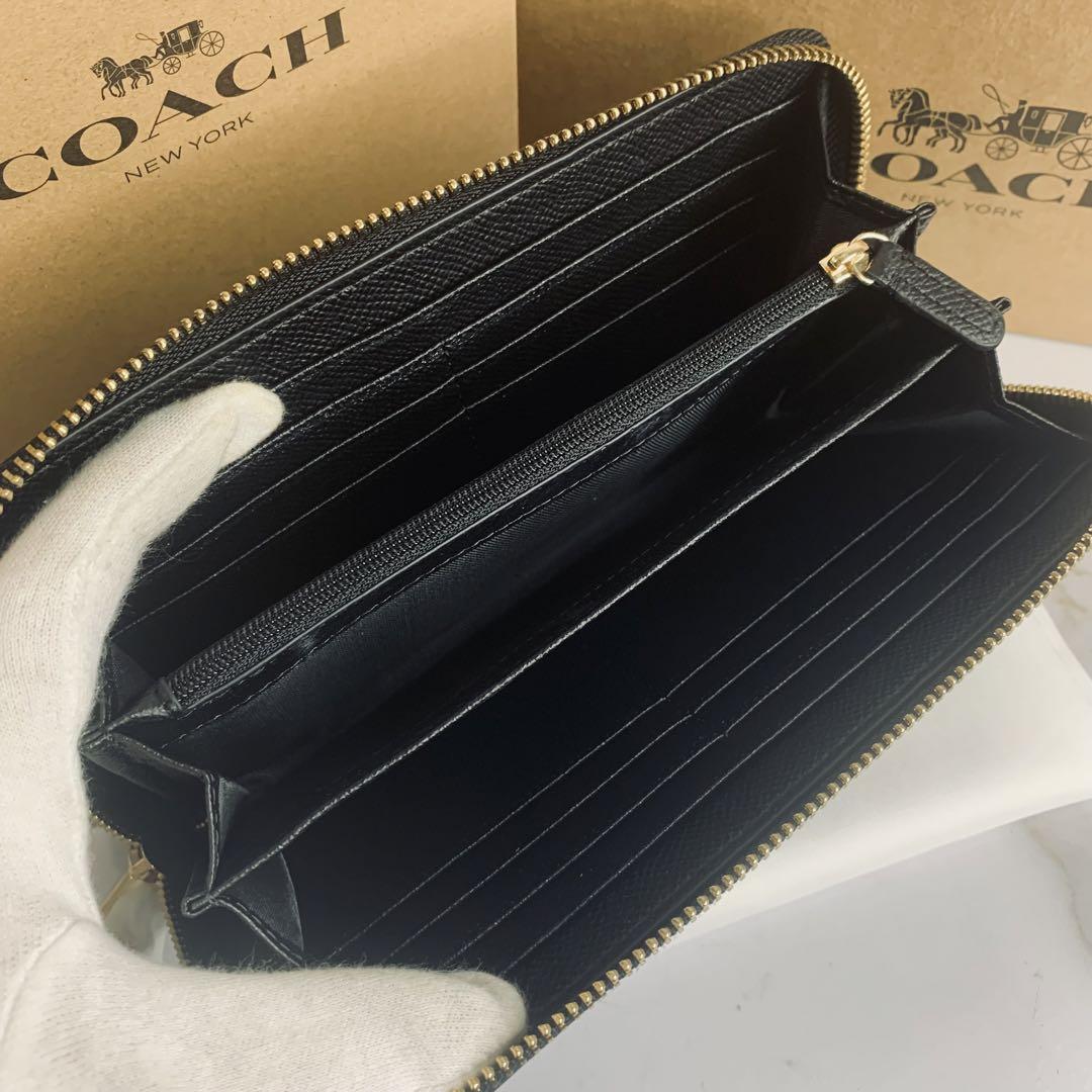 新品】 COACH コーチ 長財布 シグネチャー エンボス ブラック 黒