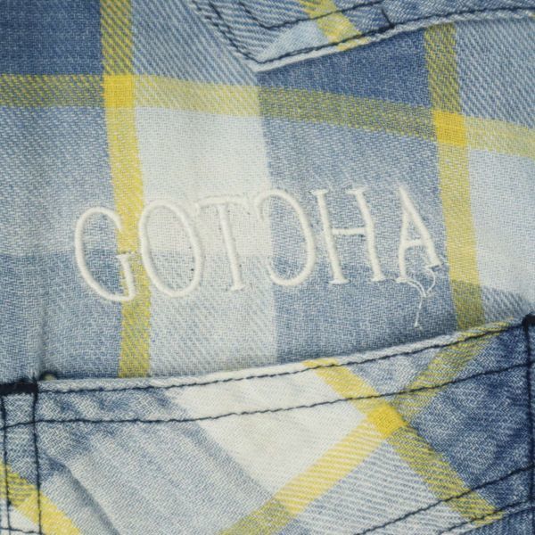 GOTCHA ガッチャ 通年 USED加工 ロゴ刺繍★ 長袖 デニム ウエスタン チェック シャツ Sz.M　メンズ サーフ　C3T08352_9#C_画像4