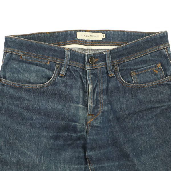 イタリア製★ SIVIGLIA DENIM シビリア 通年 USED加工★ ストレッチ テーパード デニム パンツ ジーンズ Sz.33　メンズ　C3B03468_9#R_画像3