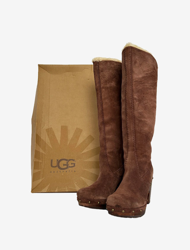 UGG AUSTRALIA LILLIAN アグ 2WAY ムートン ロングブーツ チョコレート