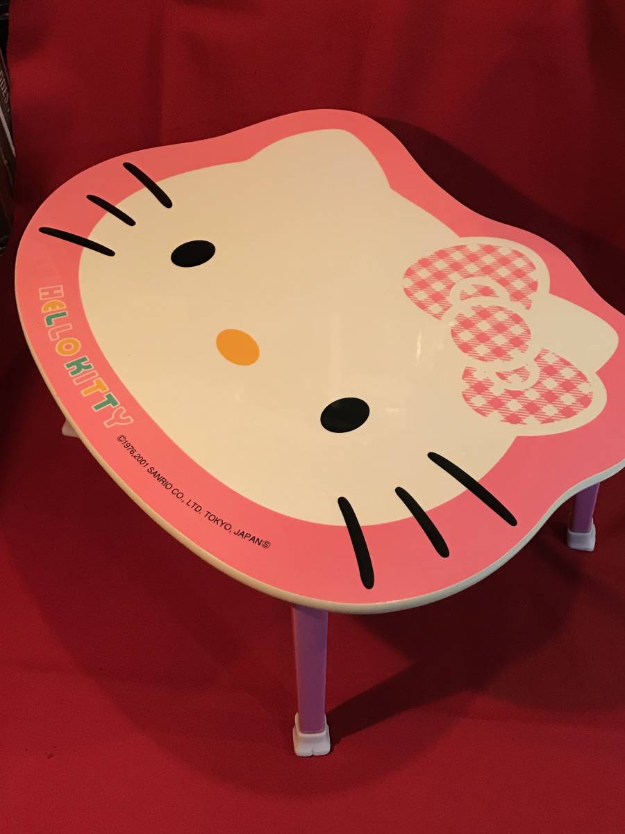 A6780●ちゃぶ台 折りたたみミニテーブル【ハローキティ HELLO KITTY】ピンク 約60×49×h29.5㎝ スレキズ汚れ、説明シール剥がれなどあり_画像1