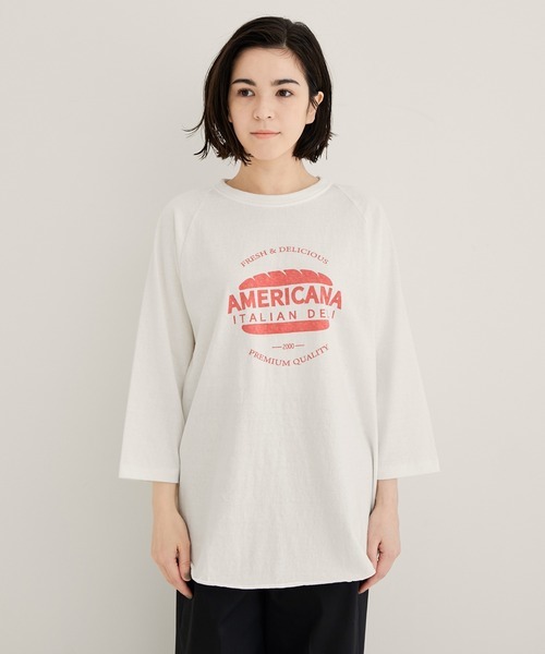 ☆美品AmericanaアメリカーナベースボールTシャツ、アダムエロペ_画像2