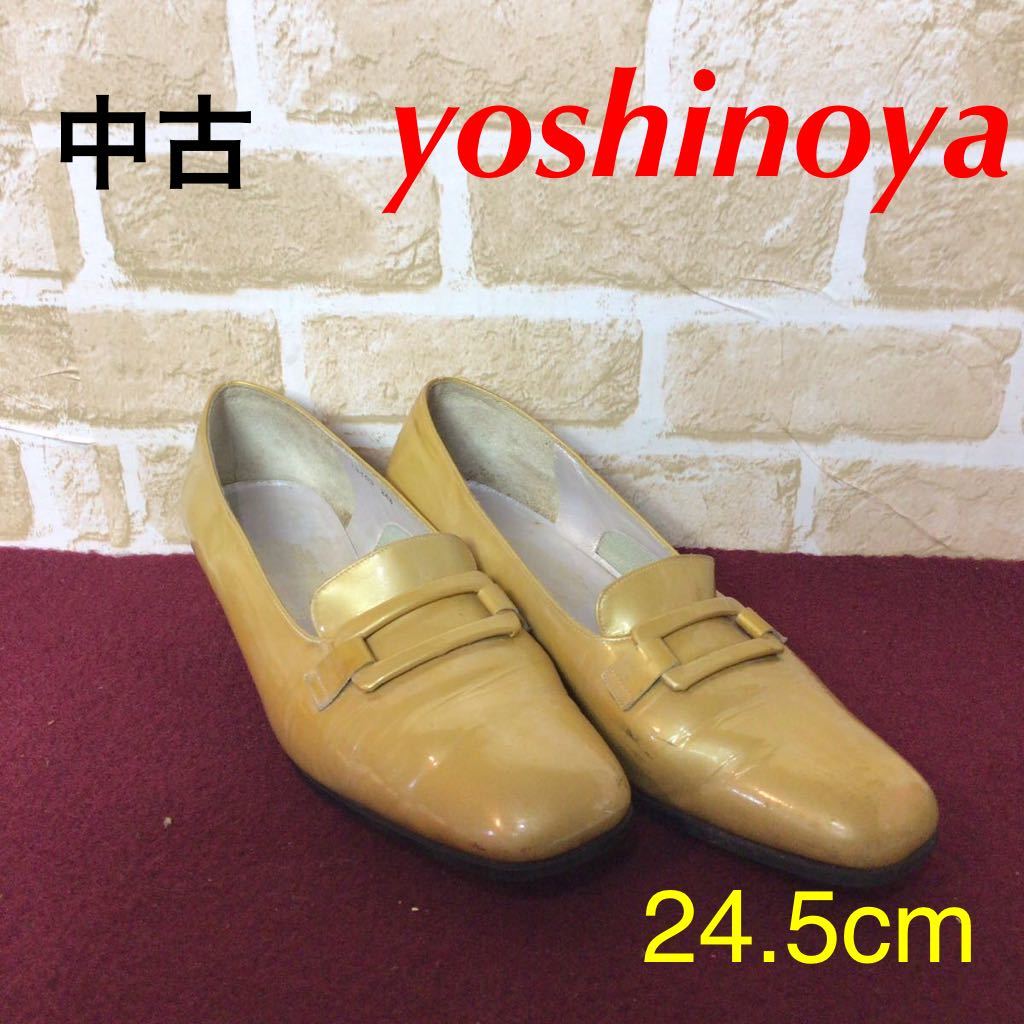 [ распродажа! бесплатная доставка!]A-15 Гиндза yo инструмент для проволоки ya! туфли-лодочки!24.5! желтый цвет! желтый! low каблук!yoshinoya! модный 