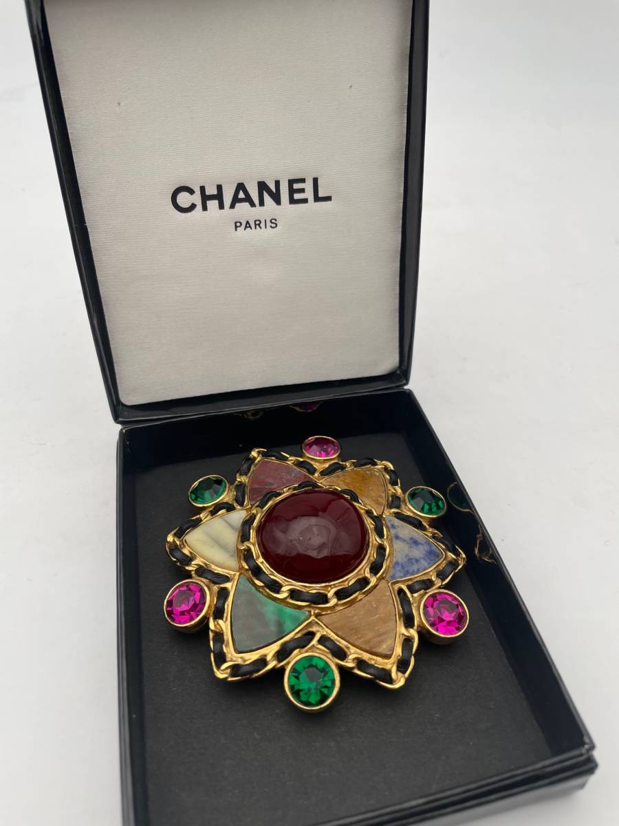 シャネル ヴィンテージ グリポア スター 星 ブローチ 95A カラーストーン 大理石風/ CHANEL VINTAGE GRIPOIX STAR BROOCH 95A 90's_画像2